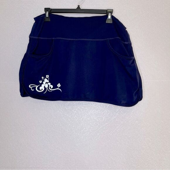 Athleta Chase Reflective Floral Navy Blue Tennis Golf Skort XL - Picture 1 of 7
